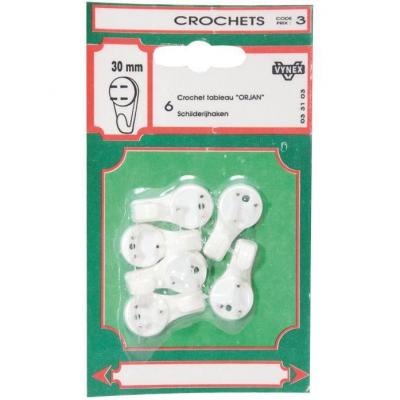 Crochet tableau b&eacute;ton - lot de 6 - 30 mm