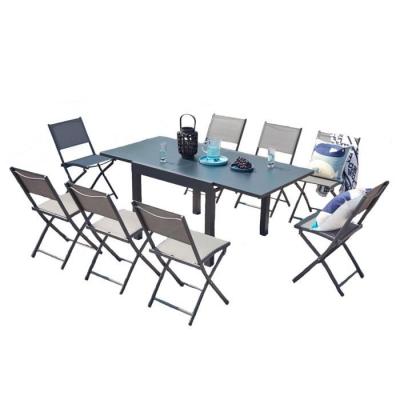 Salon de jardin en aluminium 8 places gris fonc&eacute; CUALICA - Gris