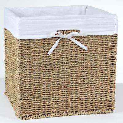 Cube de rangement pliable en jonc de mer 32 x 32 x 32 cm - Marron