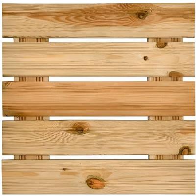 Dalle pour terrasse en bois rainur&eacute;e  motif droit 3,8x50x50