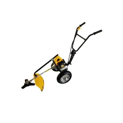 D&eacute;broussailleuse thermique &agrave; roues - NEMURA - 52cm3 - Coupe-bordure - Jaune 