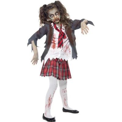 D&eacute;guisement Zombie &Eacute;coliere Fille Halloween, Taille 7 &Agrave; 9 Ans