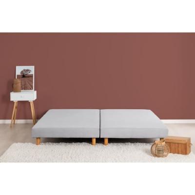 DEKO DREAM Rakenne - Sommiers tapissiers &agrave; lattes 2x90x200 - Bois massif gris + pieds