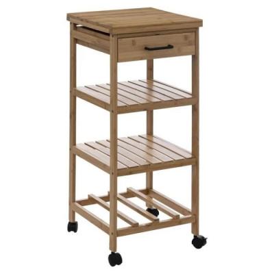 Five - Desserte roulante de cuisine en Bambou H 90 cm - Beige