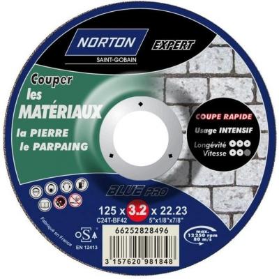 Disque &agrave; tron&ccedil;onner Norton Expert Blue Pro Materiaux 115X3,2X22,2