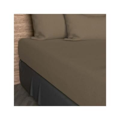 Soleil d'Ocre 614829 Drap Housse Coton 57 Fils Uni Taupe 160 x 200 cm