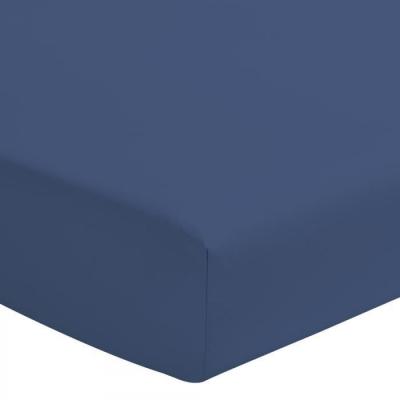 Drap housse color&eacute; 100% coton - Bonnet 25cm - Bleu - 140x190 cm - Bleu