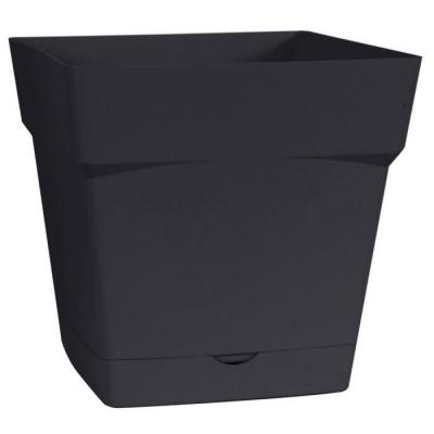 Pot carr&eacute; Toscane avec r&eacute;serve d'eau 17.4cm anthracite
