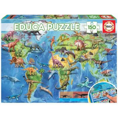 Puzzle - 150 mappemonde dinosaures