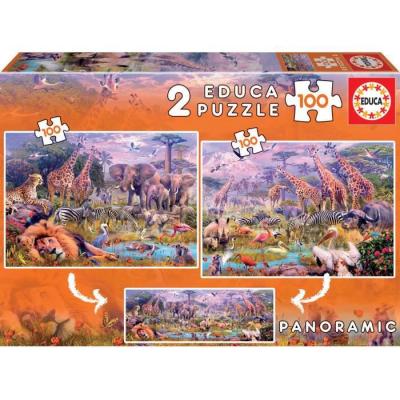 EDUCA - Puzzle - 2X100 ANIMAUX SAUVAGES