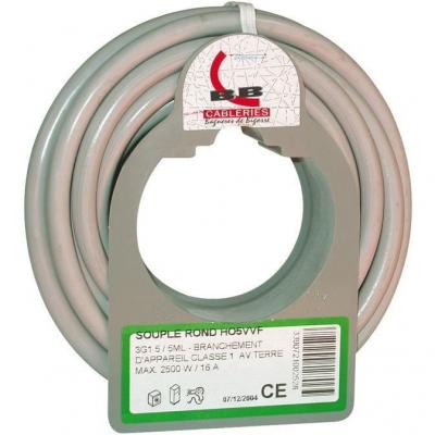 ELECTRALINE C&acirc;ble souple HO5VVF - 3x2,5 mm&sup2; - Bobinot 25 m - gris