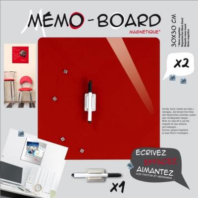 EMOTION M&eacute;mo board magn&eacute;tique verre rouge 30x30 cm