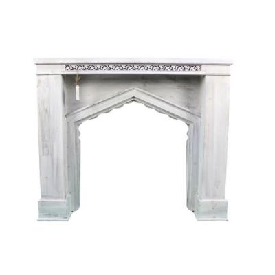 Encadrement manteau chemin&eacute;e bois cerus&eacute; blanc 120x18x101cm - d&eacute;coration d'autrefois 