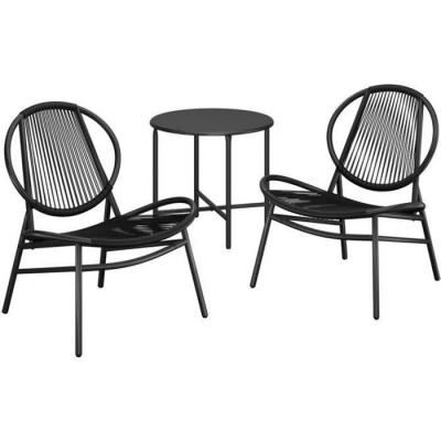 Table d'appoint et 2 chaises chaises acapulco noir d'encre