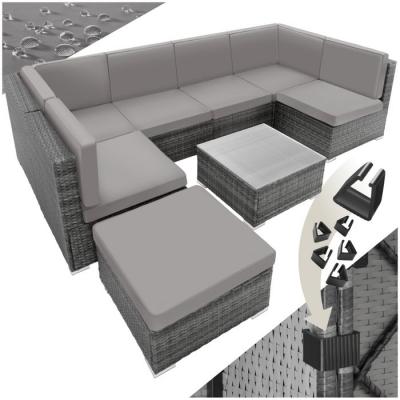 Tectake canap&eacute; de jardin venise 7 places - gris 402698