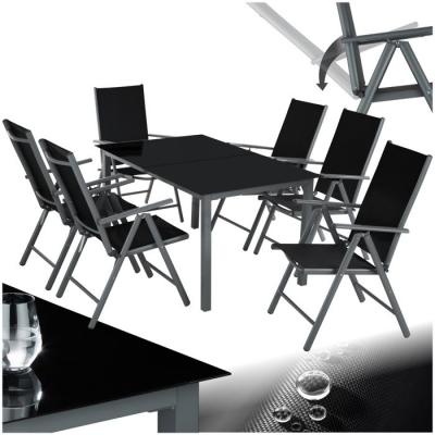 Tectake salon de jardin aluminium 6 places - gris fonc&eacute; 402166