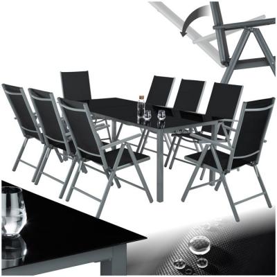 Tectake salon de jardin aluminium 8 places - gris fonc&eacute; 402164