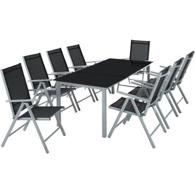 Tectake salon de jardin aluminium 8 places - gris clair 402165