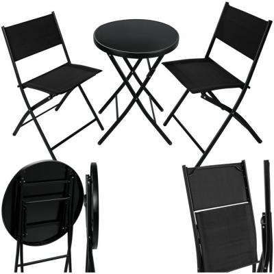 Tectake ensemble table et chaises de jardin dusseldorf - noir 402936