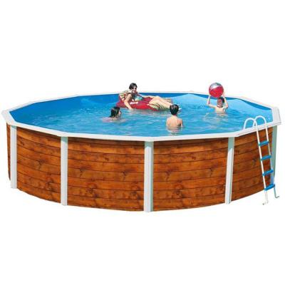Kit piscine hors-sol acier Toi ETNICA ronde &Oslash;3.50 x 1.20m d&eacute;cor bois