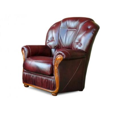 Vente-unique - Fauteuil 100% Cuir de Buffle Daphne - Bordeaux