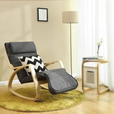 SONGMICS Fauteuil &agrave; bascule r&eacute;glable sur 5 niveaux, Gris Fonc&eacute;