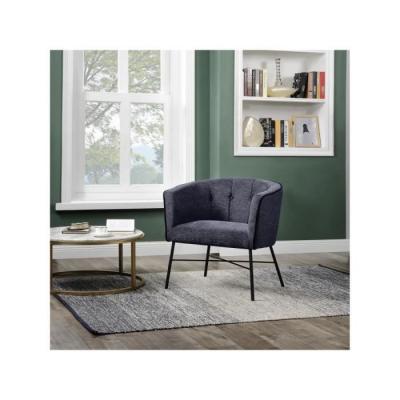Fauteuil tissu gris et pieds m&eacute;tal noir phar&egrave;ne 13447GA