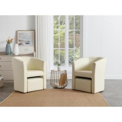 Vente-unique - Fauteuil Cabriolet et Pouf en Simili Beige Jovana