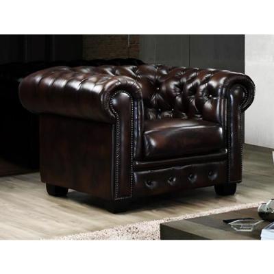 Fauteuil chesterfield BRENTON 100% cuir de buffle