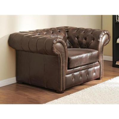 Vente-unique Fauteuil chesterfield CLOTAIRE 100% cuir vieilli