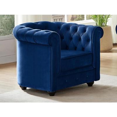 Vente-unique Fauteuil CHESTERFIELD - Velours bleu roi
