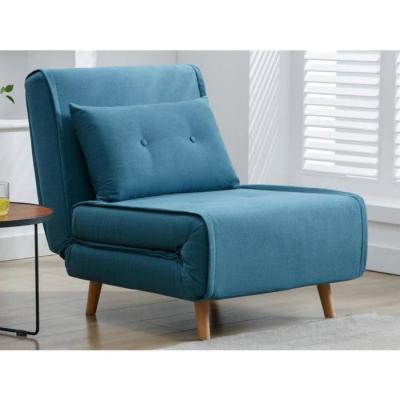 Vente-unique - Fauteuil Convertible en Tissu Bleu URIBIA