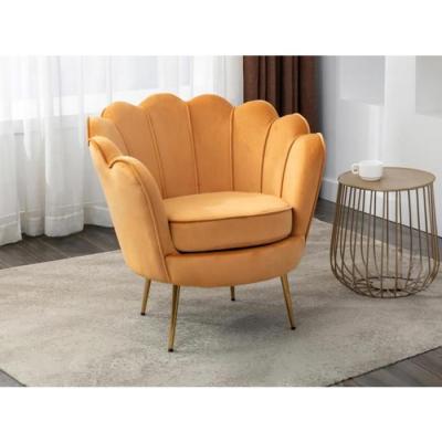 Vente-unique Fauteuil Coquillage en Velours Jaune Moutarde Dandelion