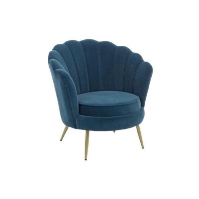 Fauteuil r&eacute;tro vintage en velours bleu canard cm 80 x 76 x84 h