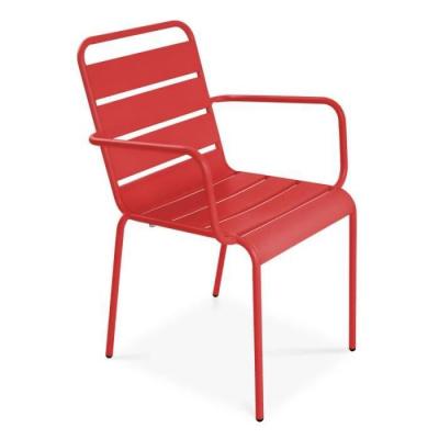 Fauteuil de jardin - 55 x 55 x 83 cm - Acier - Palavas- Rouge