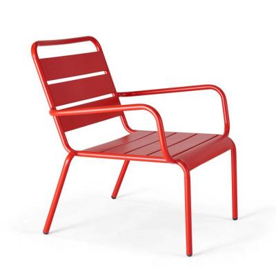 Fauteuil de jardin bas - 60 x 64 x 72 cm - Acier - Palavas - Rouge