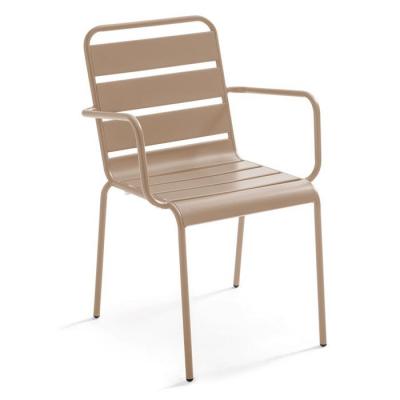 Fauteuil de jardin - 55 x 55 x 83 cm - Acier - Palavas- Taupe
