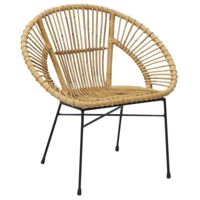 Aubry Gaspard - Fauteuil en rotin naturel et m&eacute;tal
