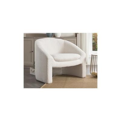 Vente-unique - Fauteuil en Tissu Bouclette Blanc OSSANA