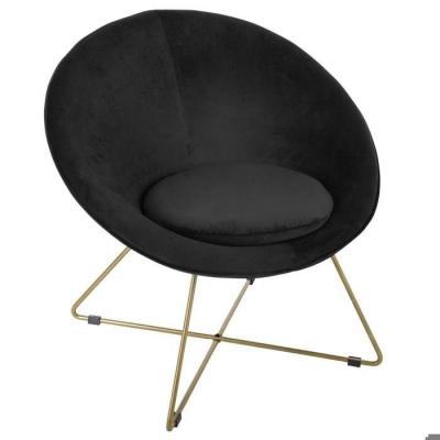 Atmosphera Fauteuil en velours Evan noir - 76x67x73 cm T.U