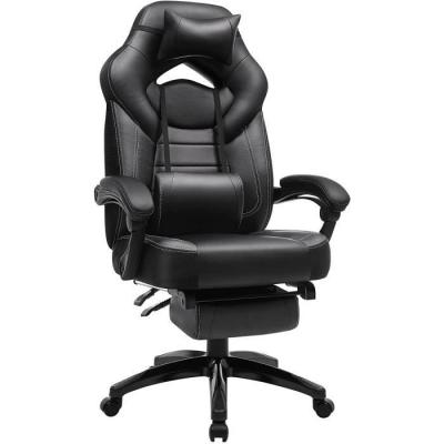 Chaise de bureau repose-pieds t&eacute;lescopique noir d'encre