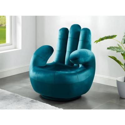 Vente-unique Fauteuil main pivotant CATCHY en velours - Bleu canard