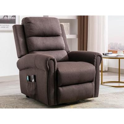 Fauteuil massant en tissu avec releveur &eacute;lectrique - Marron - LOVARI