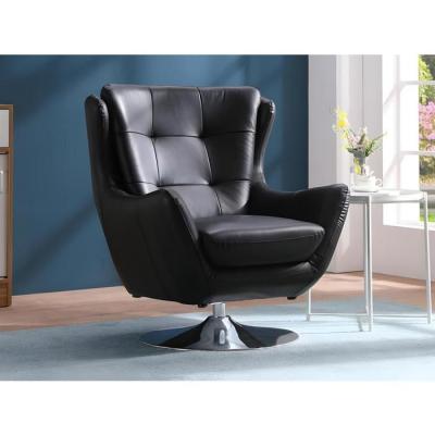 Vente-unique - Fauteuil pivotant en Cuir ANABA - Noir