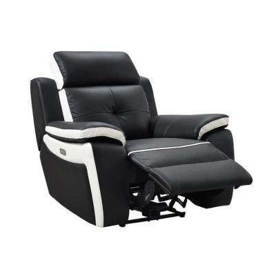 Vente-unique Fauteuil relax &eacute;lectrique en cuir ANGELIQUE - Noir/blanc