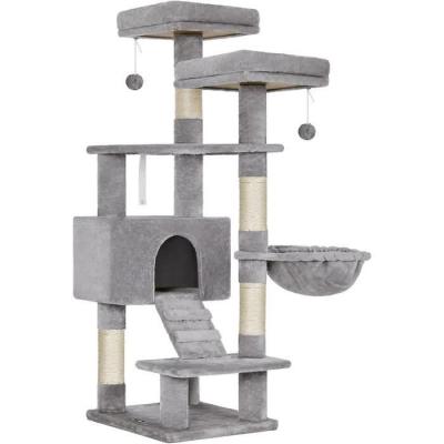 Arbre &agrave; chat, Tour de jeux 142 cm, Gris Clair PCT160W01 - Feandrea