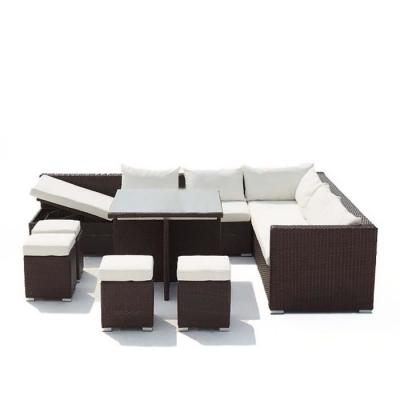 C&ocirc;t&eacute; Lounge Salon de jardin 10 Personnes  Lisbona marron/blanc T.U