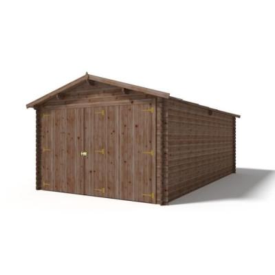 Garage en bois 21m2 6,25x3,75m Ep. 28 couleur marron GAR20 ALTANKA