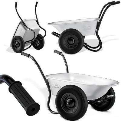 Brouette de jardin 150kg 100L 2 roues avec cuve galvanis&eacute;e