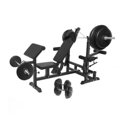 Banc de musculation universel noir gs005 avec supports et set d halteres 97 5 kg